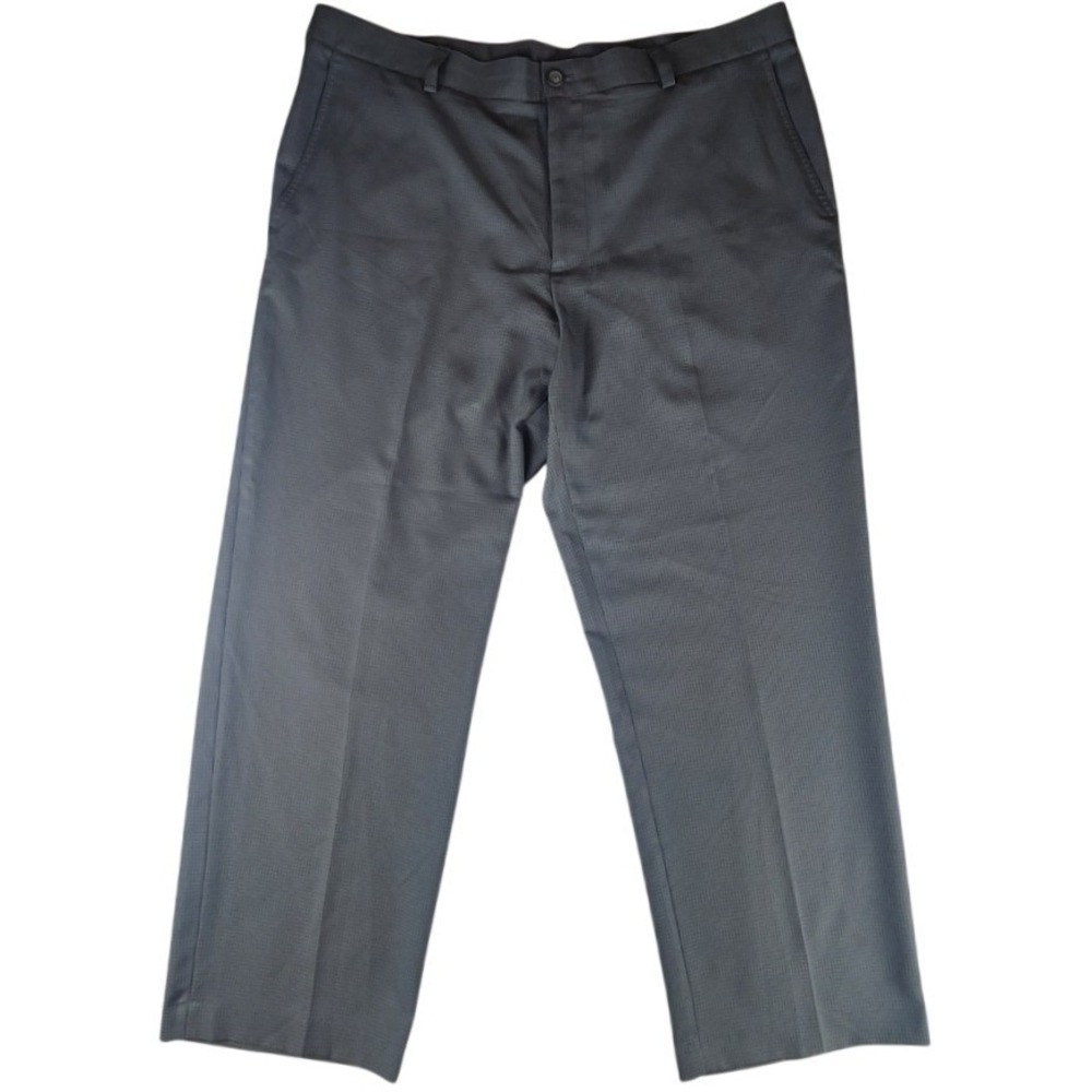 IZOD Golf Mens 40x30 Gray Micro Check Flat Front Straight Leg Pants